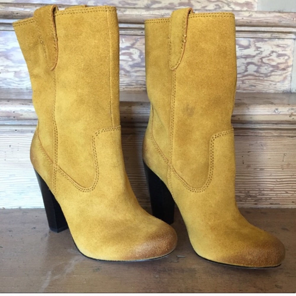 Plenty by Tracy Reese Mustard Suede Heeled Boots